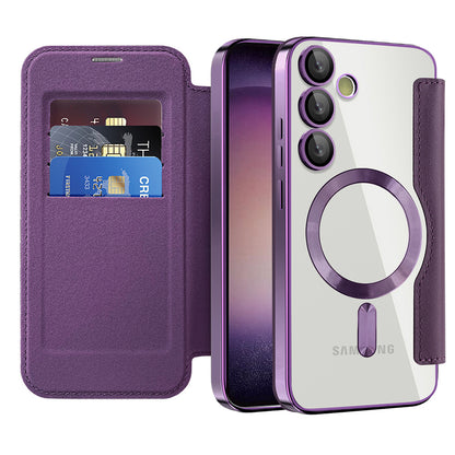 MagSafe Case for Samsung Galaxy S23 S911, Techsuit, SmartMag Book, Purple