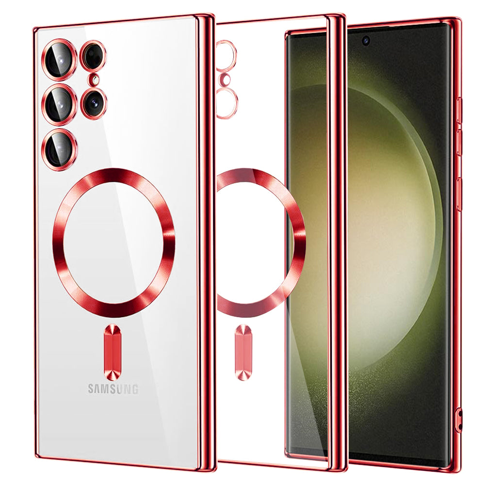 MagSafe-Hülle für Samsung Galaxy S23 Ultra S918, Techsuit, Luxury Crystal, Rot