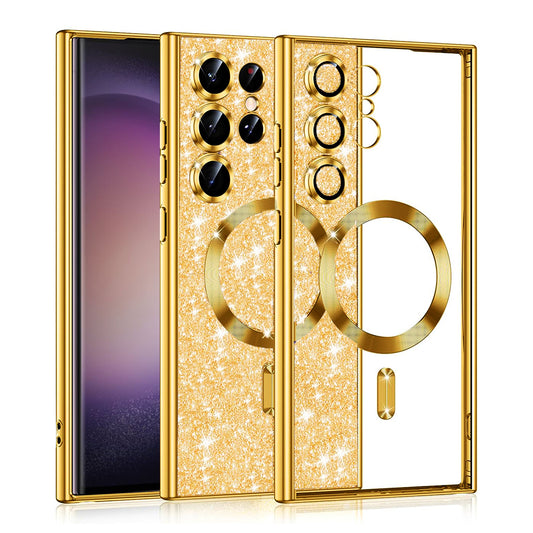 MagSafe-Hülle für Samsung Galaxy S23 Ultra S918, Techsuit, Luxury Glitter, Gold