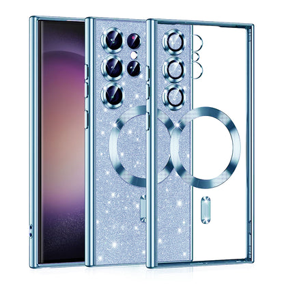 MagSafe-Hülle für Samsung Galaxy S23 Ultra S918, Techsuit, Luxury Glitter, Blau