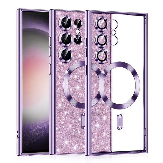 MagSafe-Hülle für Samsung Galaxy S23 Ultra S918, Techsuit, Luxury Glitter, Hellviolett