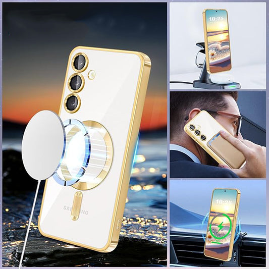 MagSafe-Hülle für Samsung Galaxy S24+ S926, Techsuit, Luxury Crystal, Dunkelgrün