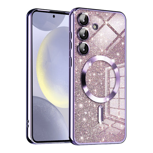 MagSafe-Hülle für Samsung Galaxy S24+ S926, Techsuit, Luxury Glitter, Hellviolett