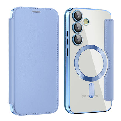 MagSafe-Hülle für Samsung Galaxy S24+ S926, Techsuit, SmartMag Book, Blau