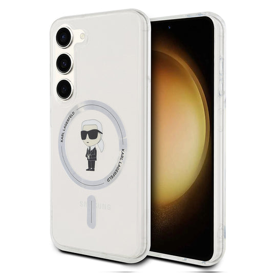 MagSafe Hülle für Samsung Galaxy S24 S921, Karl Lagerfeld, IML Ikonik Karl, Transparent