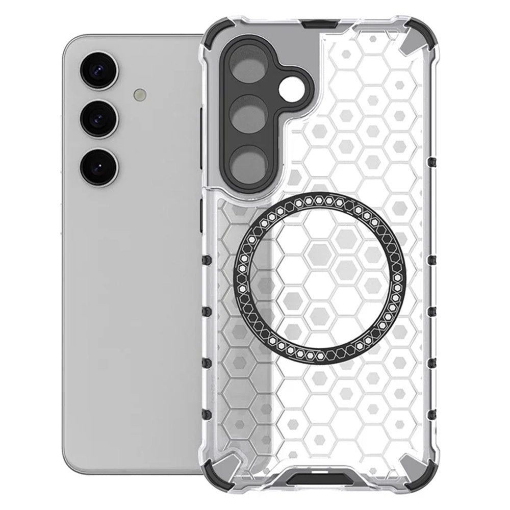 MagSafe-Hülle für Samsung Galaxy S24 S921, Techsuit, HoneyComb Shield, Weiß