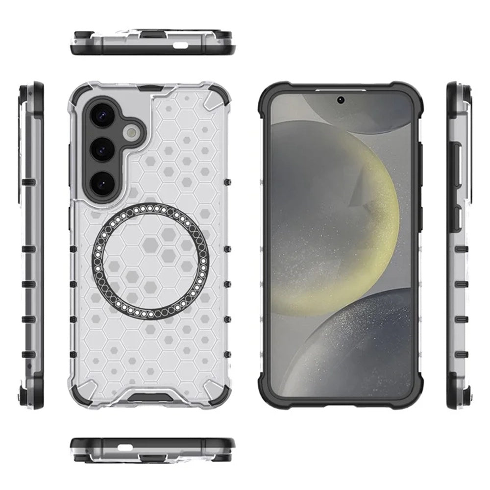 MagSafe-Hülle für Samsung Galaxy S24 S921, Techsuit, HoneyComb Shield, Weiß