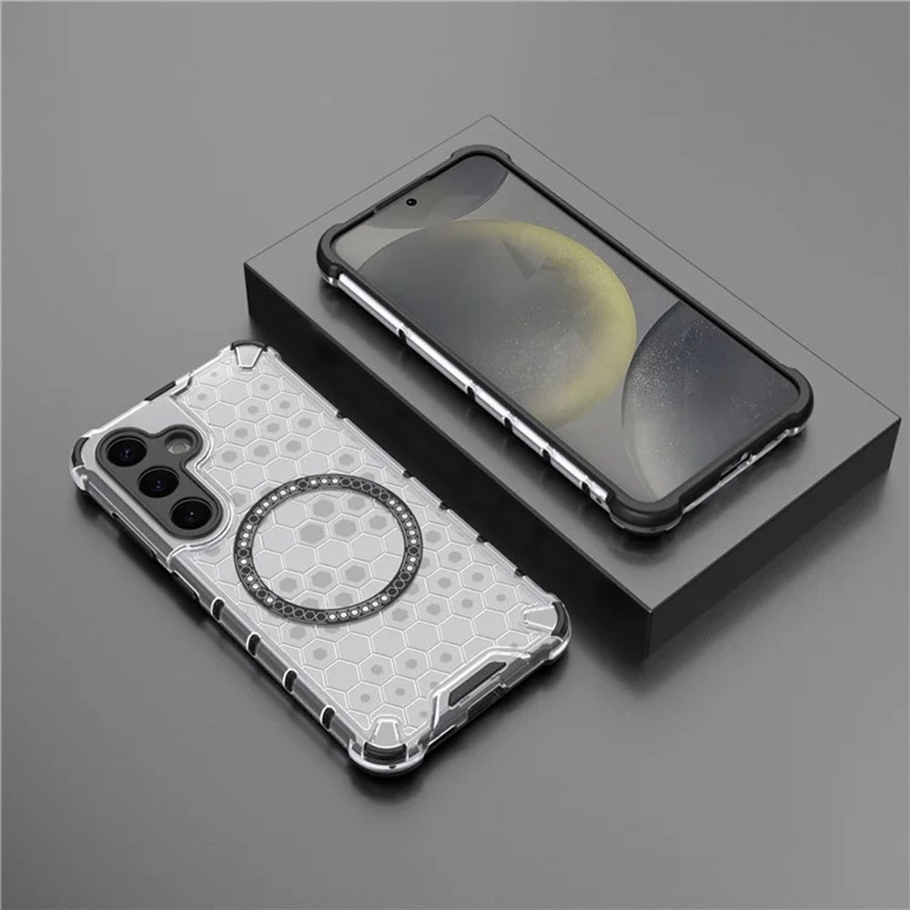 MagSafe-Hülle für Samsung Galaxy S24 S921, Techsuit, HoneyComb Shield, Weiß