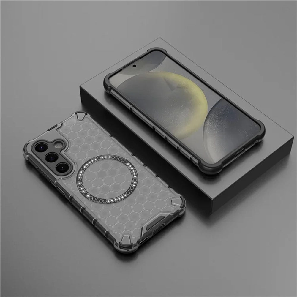 MagSafe-Hülle für Samsung Galaxy S24 S921, Techsuit, HoneyComb Shield, Schwarz