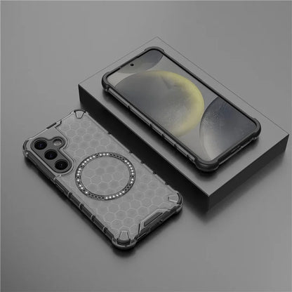 MagSafe-Hülle für Samsung Galaxy S24 S921, Techsuit, HoneyComb Shield, Schwarz