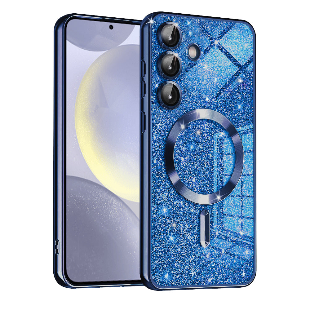 MagSafe-Hülle für Samsung Galaxy S24 S921, Techsuit, Luxury Glitter, Dunkelblau