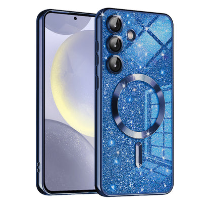 MagSafe-Hülle für Samsung Galaxy S24 S921, Techsuit, Luxury Glitter, Dunkelblau
