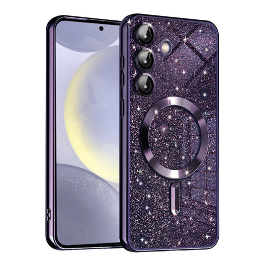 MagSafe-Hülle für Samsung Galaxy S24 S921, Techsuit, Luxury Glitter, Dunkellila