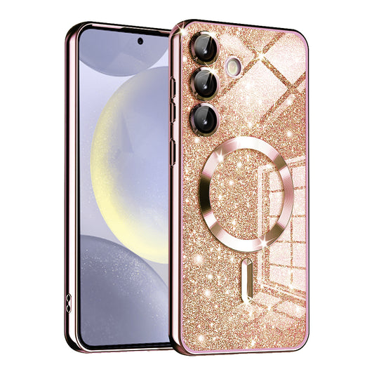 MagSafe-Hülle für Samsung Galaxy S24 S921, Techsuit, Luxury Glitter, Roségold
