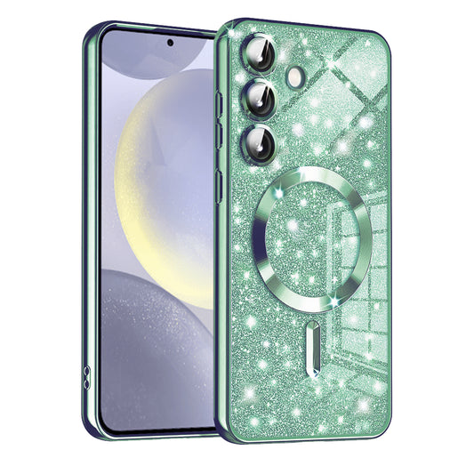 MagSafe-Hülle für Samsung Galaxy S24 S921, Techsuit, Luxury Glitter, Hellgrün