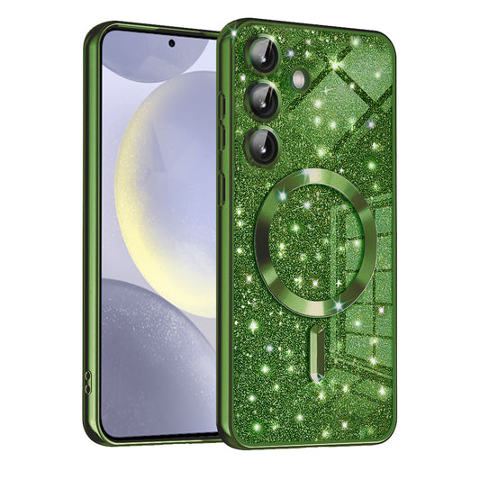 MagSafe-Hülle für Samsung Galaxy S24 S921, Techsuit, Luxury Glitter, Dunkelgrün