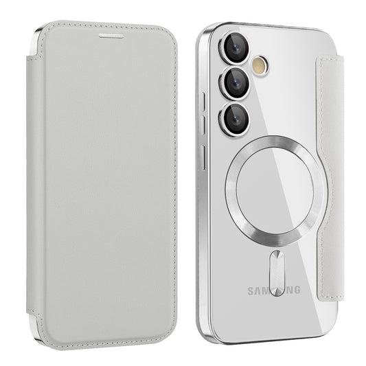 MagSafe-Hülle für Samsung Galaxy S24 S921, Techsuit, SmartMag Book, Grau