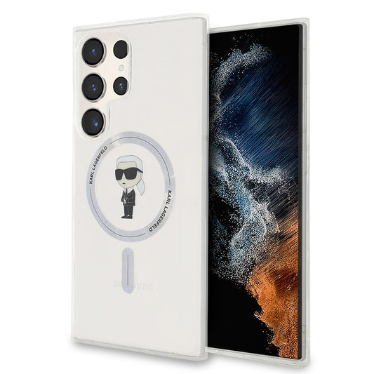 MagSafe Hülle für Samsung Galaxy S24 Ultra S928, Karl Lagerfeld, IML Ikonik Karl, Transparent