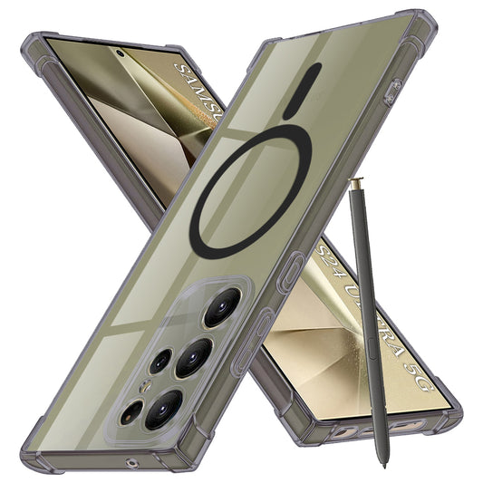 MagSafe-Hülle für Samsung Galaxy S24 Ultra S928, Techsuit, stoßfest transparent, rauchfarben