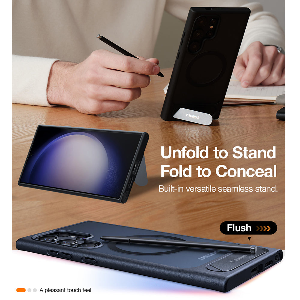 MagSafe-Hülle für Samsung Galaxy S24 Ultra S928, Torras, Pstand, Schwarz