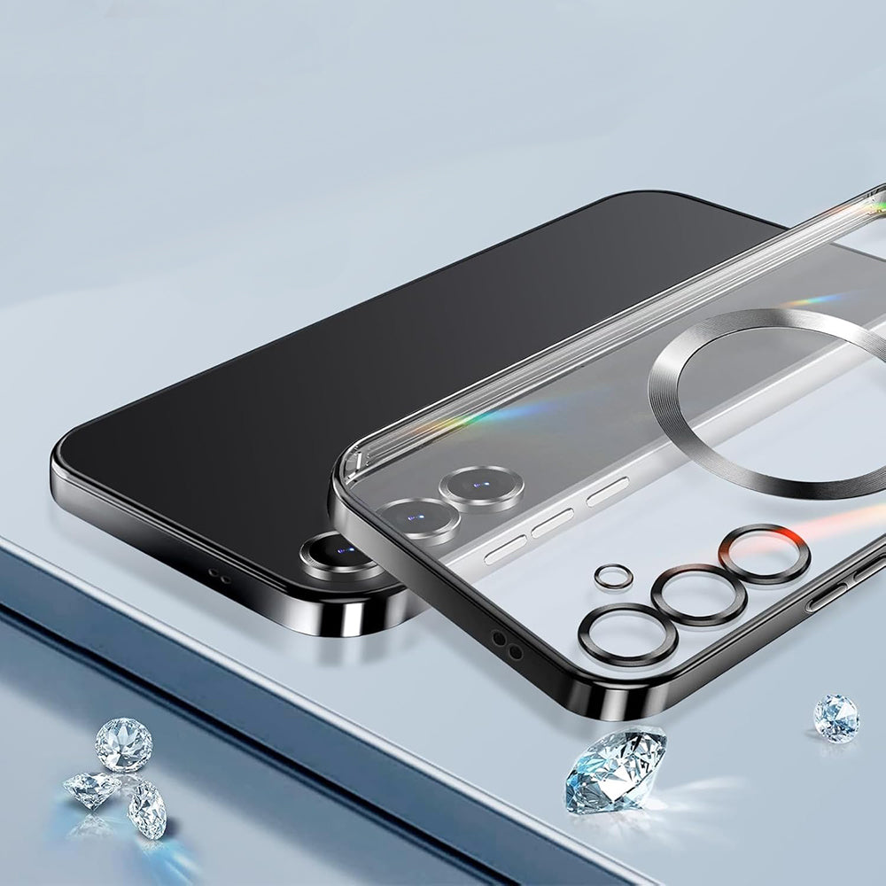 MagSafe-Hülle für Samsung Galaxy S25 FE, Techsuit, Luxury Crystal, Silber