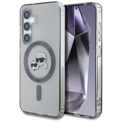 MagSafe Hülle für Samsung Galaxy S25+ S936, Karl Lagerfeld, IML Metal Karl & Choupette's Heads, Schwarz