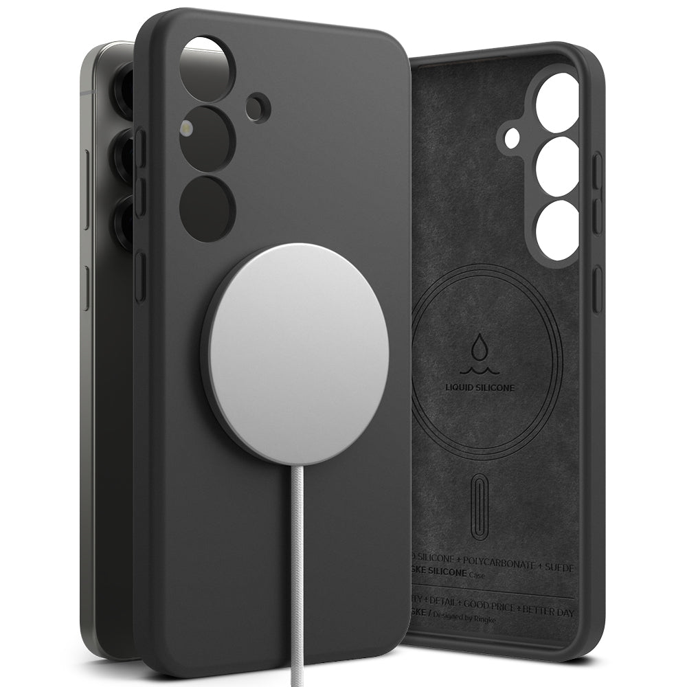 MagSafe Hülle für Samsung Galaxy S25+ S936, Ringke, Silikon, Schwarz