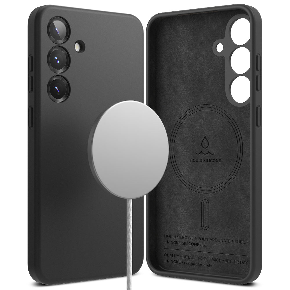 MagSafe Hülle für Samsung Galaxy S25+ S936, Ringke, Silikon, Schwarz
