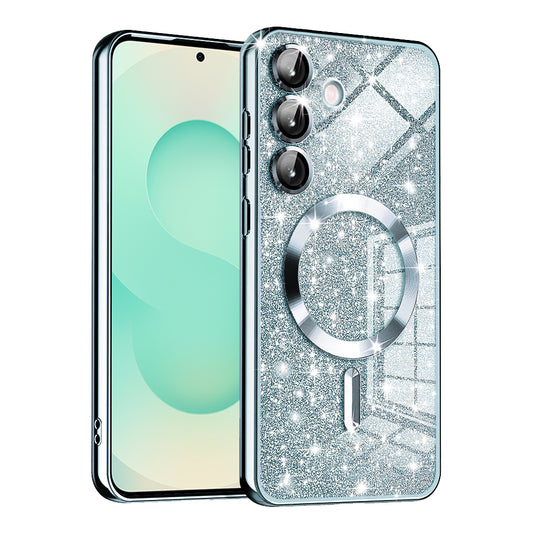 MagSafe Case for Samsung Galaxy S25+ S936, Techsuit, Luxury Glitter, Blue