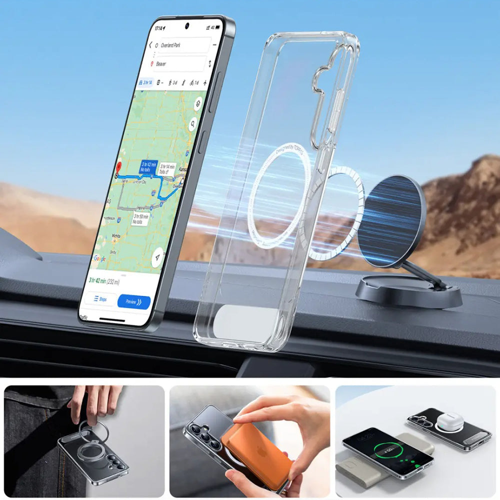 MagSafe Hülle für Samsung Galaxy S25+ S936, Torras, Pstand, Transparent