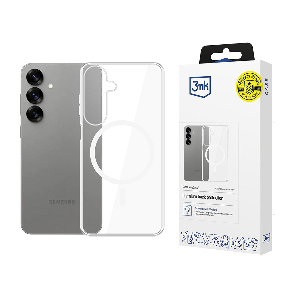 MagSafe-Hülle für Samsung Galaxy S25 S931, 3MK, Clear MagCase, Transparent