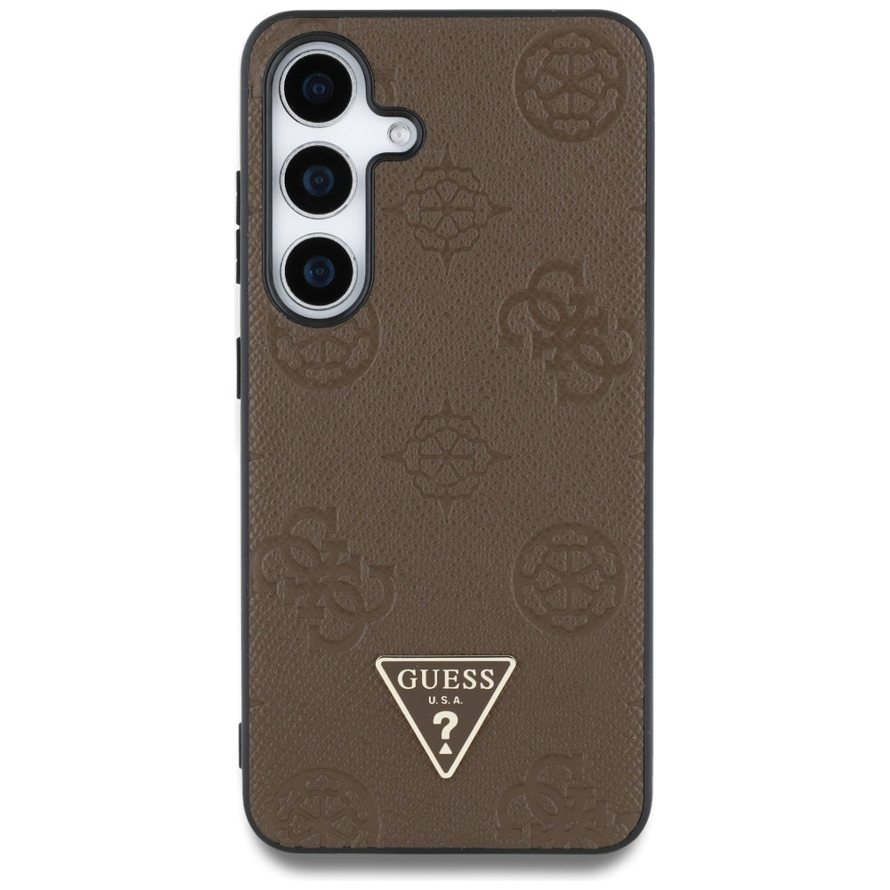 MagSafe Case for Samsung Galaxy S25 S931, Guess, Peony Grained Hot Stamp Triangle, Brown