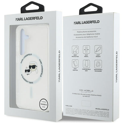 MagSafe Case for Samsung Galaxy S25 S931, Karl Lagerfeld, IML Metal Karl & Choupette's Heads, White