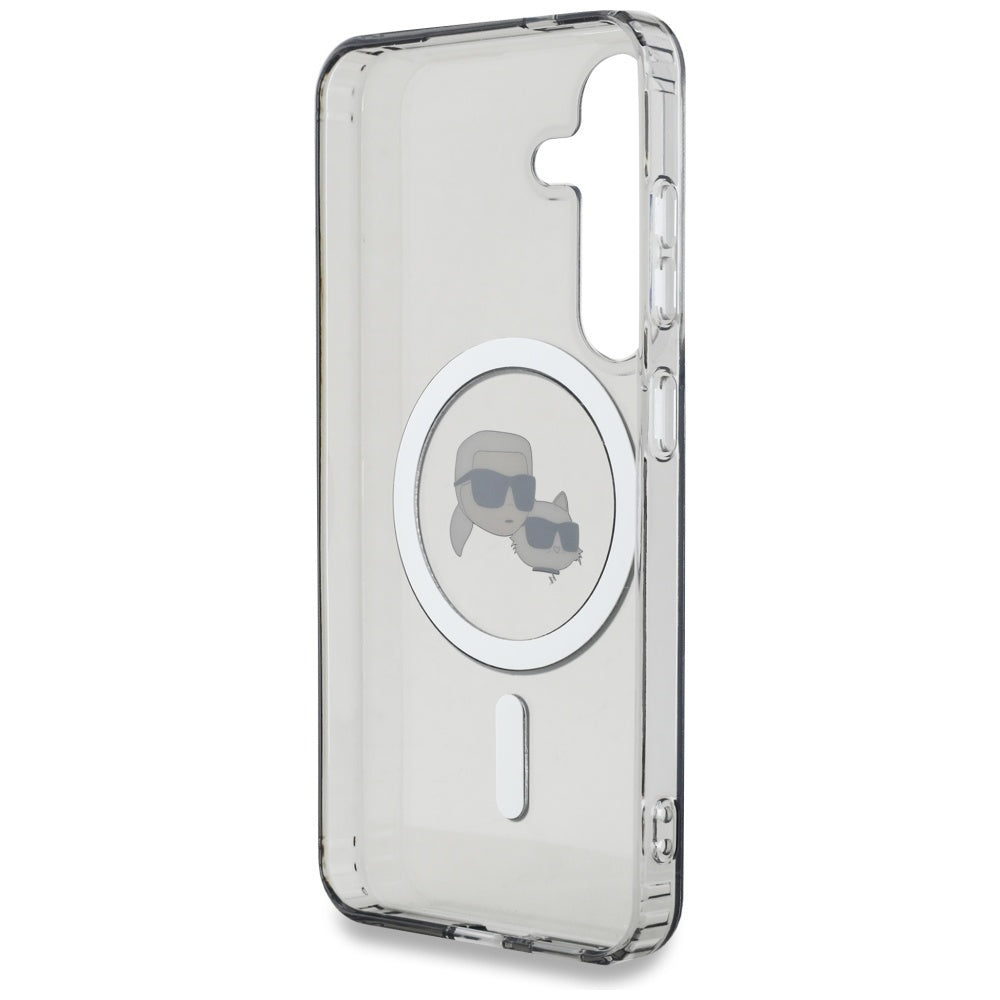 MagSafe Hülle für Samsung Galaxy S25 S931, Karl Lagerfeld, IML Metal Karl & Choupette's Heads, Schwarz