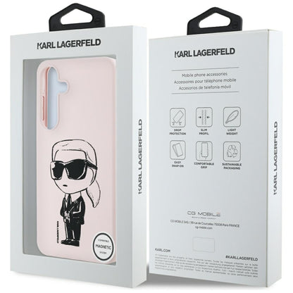 MagSafe Case for Samsung Galaxy S25 S931, Karl Lagerfeld, Silicone Graffiti, Pink