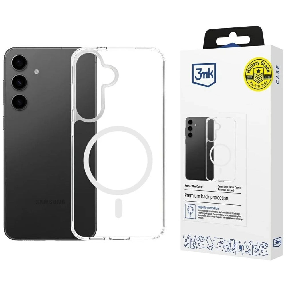 MagSafe-Hülle für Samsung Galaxy S25 S931 / S24 S921, 3MK, Armor MagCase, Transparent