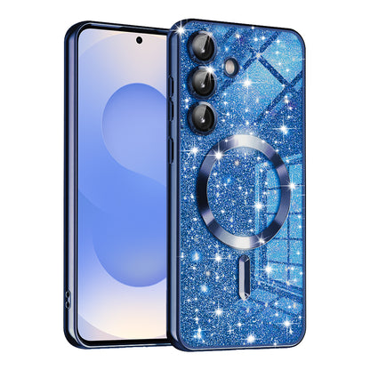 MagSafe-Hülle für Samsung Galaxy S25 S931, Techsuit, Luxury Glitter, Dunkelblau
