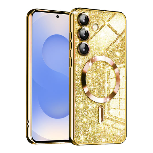 MagSafe-Hülle für Samsung Galaxy S25 S931, Techsuit, Luxury Glitter, Gold