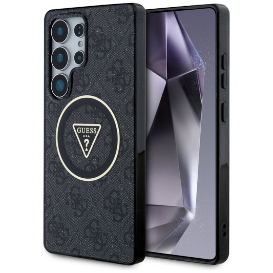 MagSafe Hülle für Samsung Galaxy S25 Ultra S938, Guess, IML Glitter 4G Circle Triangle, Schwarz