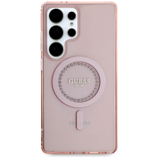 MagSafe Hülle für Samsung Galaxy S25 Ultra S938, Guess, IML Rhinestone, Rosa