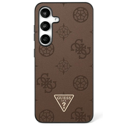 MagSafe Case for Samsung Galaxy S25 Ultra S938, Guess, Peony Grained Hot Stamp Triangle, Brown