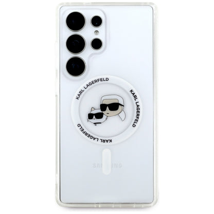 MagSafe Case for Samsung Galaxy S25 Ultra S938, Karl Lagerfeld, IML Metal Karl & Choupette's Heads, White
