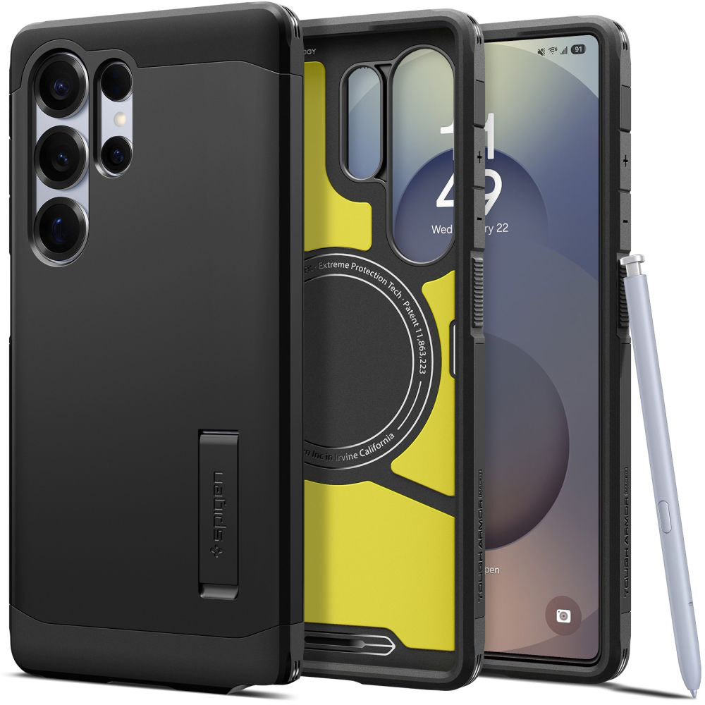 MagSafe Hülle für Samsung Galaxy S25 Ultra S938, Spigen, Tough Armor, Schwarz