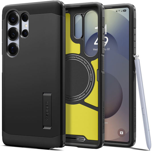 MagSafe Hülle für Samsung Galaxy S25 Ultra S938, Spigen, Tough Armor, Schwarz