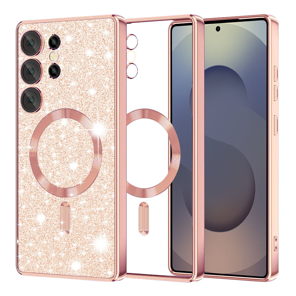MagSafe-Hülle für Samsung Galaxy S25 Ultra S938, Techsuit, Luxury Glitter, Roségold