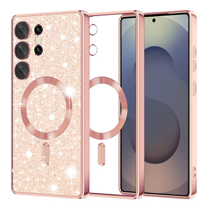 MagSafe-Hülle für Samsung Galaxy S25 Ultra S938, Techsuit, Luxury Glitter, Roségold