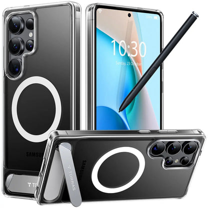 MagSafe Hülle für Samsung Galaxy S25 Ultra S938, Torras, Pstand, Transparent