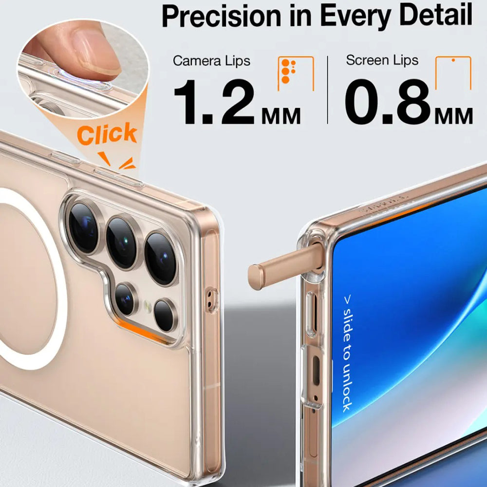 MagSafe Hülle für Samsung Galaxy S25 Ultra S938, Torras, Pstand, Transparent