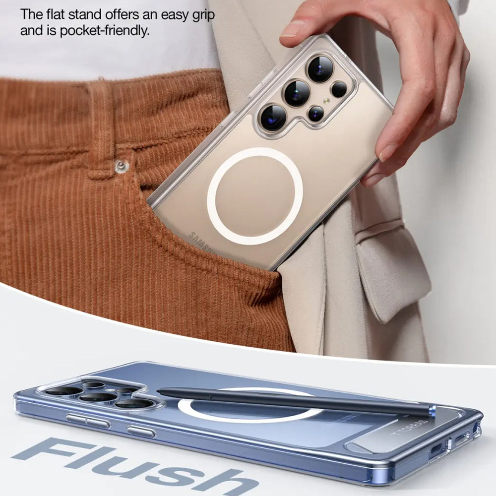 MagSafe Hülle für Samsung Galaxy S25 Ultra S938, Torras, Pstand, Transparent