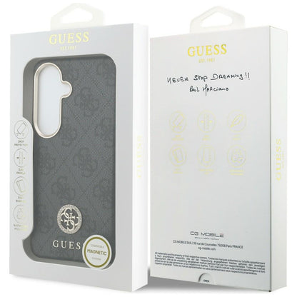 MagSafe-Hülle für Samsung Galaxy S26 Plus S947, Guess, 4G Rhinestone Rundes Logo, Schwarz